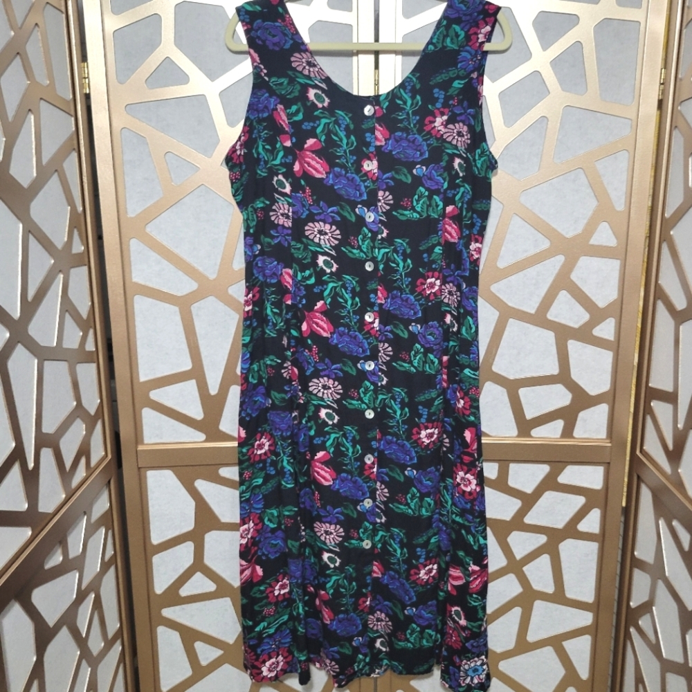 VINTAGE BFA CLASSICS Petite Floral Button Front Dress